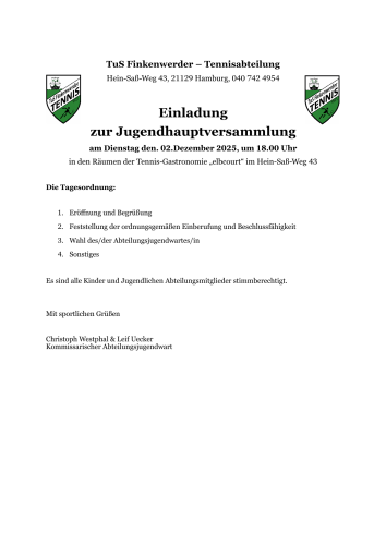 Einladung zur Jugendhauptversammlung 2025