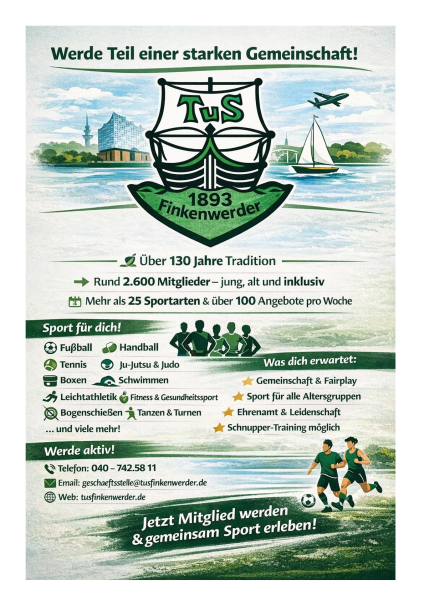 Ein Plakat mit Informationen zum Sportverein